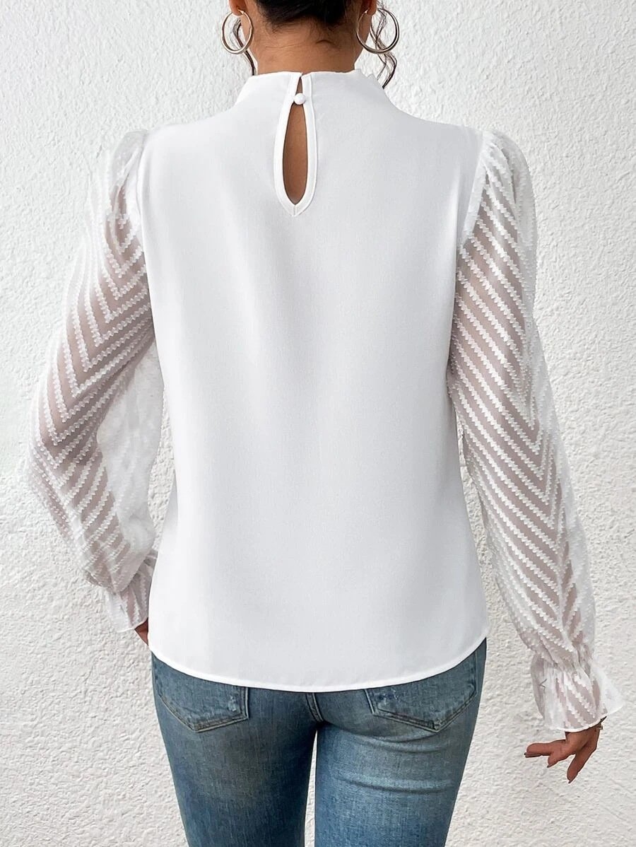 Casual Plain Mock Neck Long Sleeve T-shirt