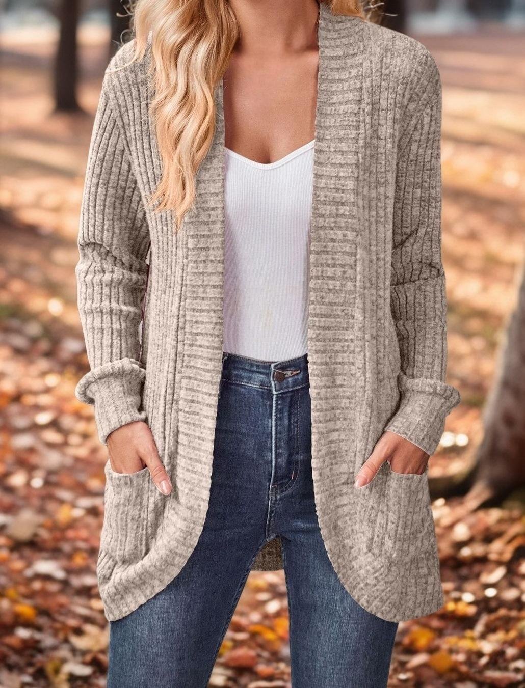 Women Plain Long Sleeve Comfy Casual Cardigan