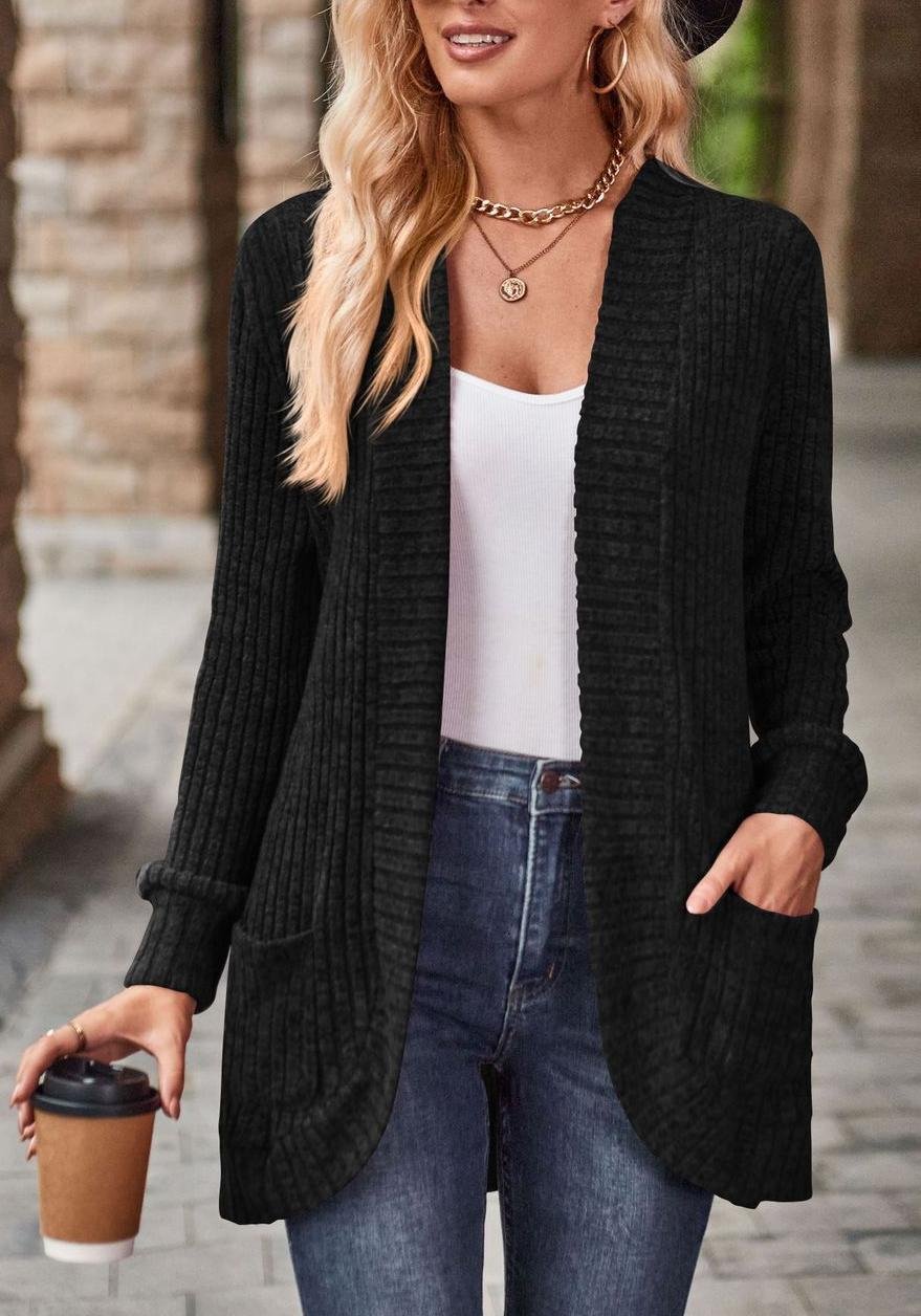 Women Plain Long Sleeve Comfy Casual Cardigan