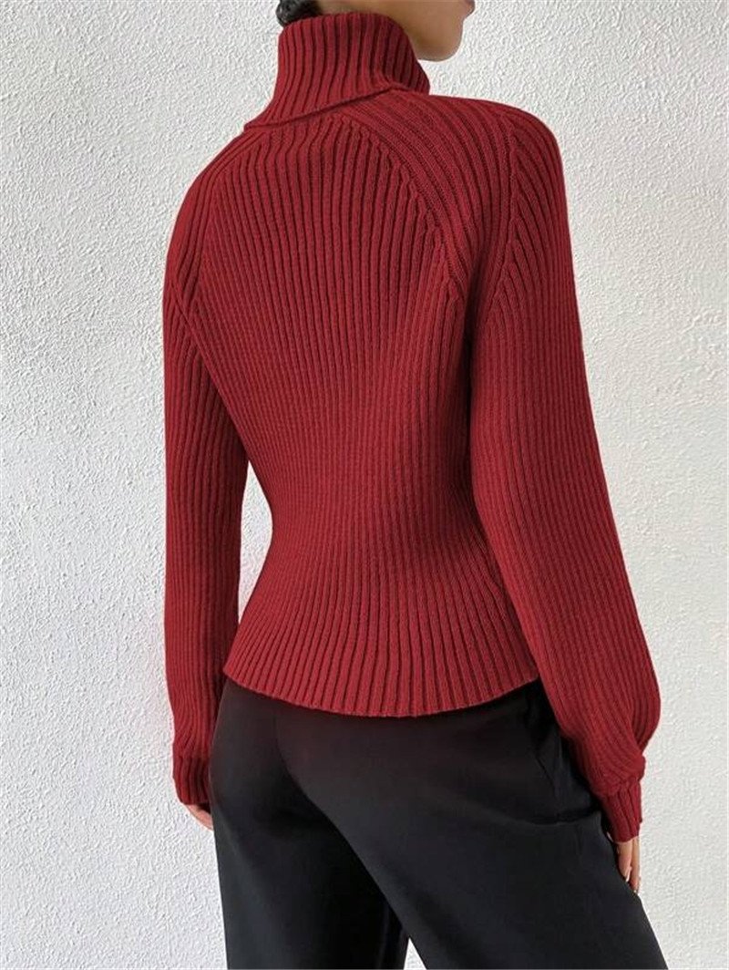 Women Yarn/Wool Yarn Plain Long Sleeve Comfy Casual Sweater