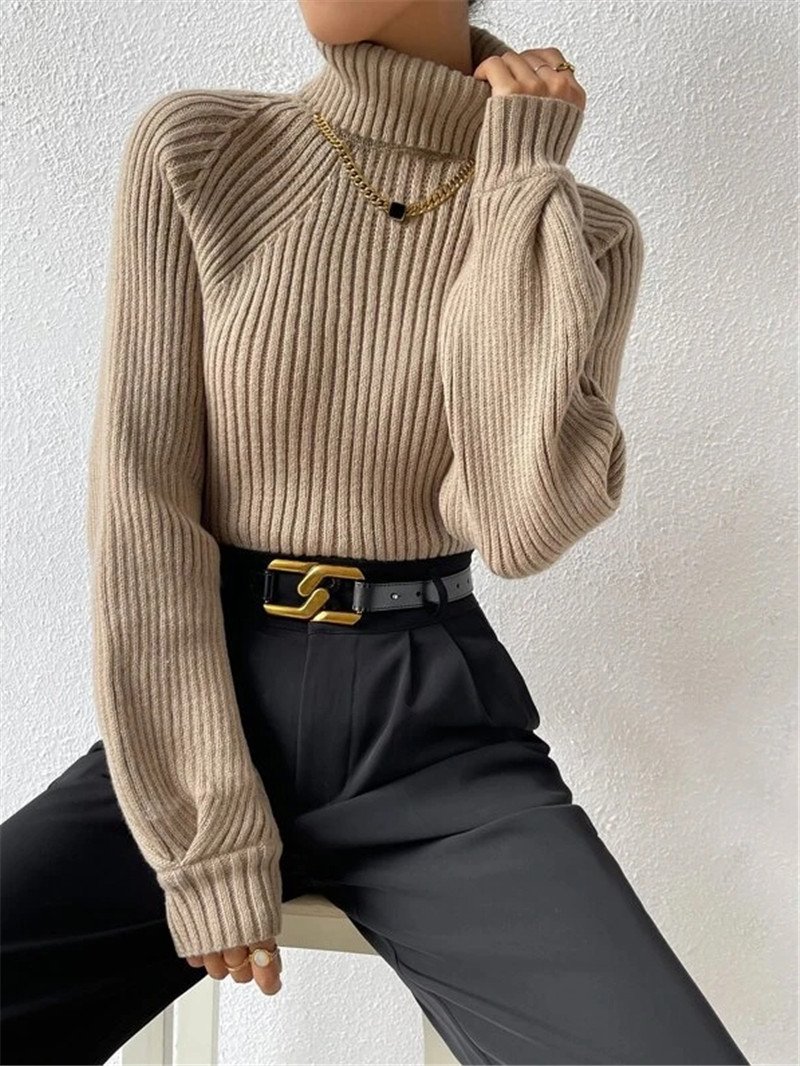 Women Yarn/Wool Yarn Plain Long Sleeve Comfy Casual Sweater