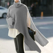 Women Yarn/Wool Yarn Plain Long Sleeve Comfy Casual Sweater