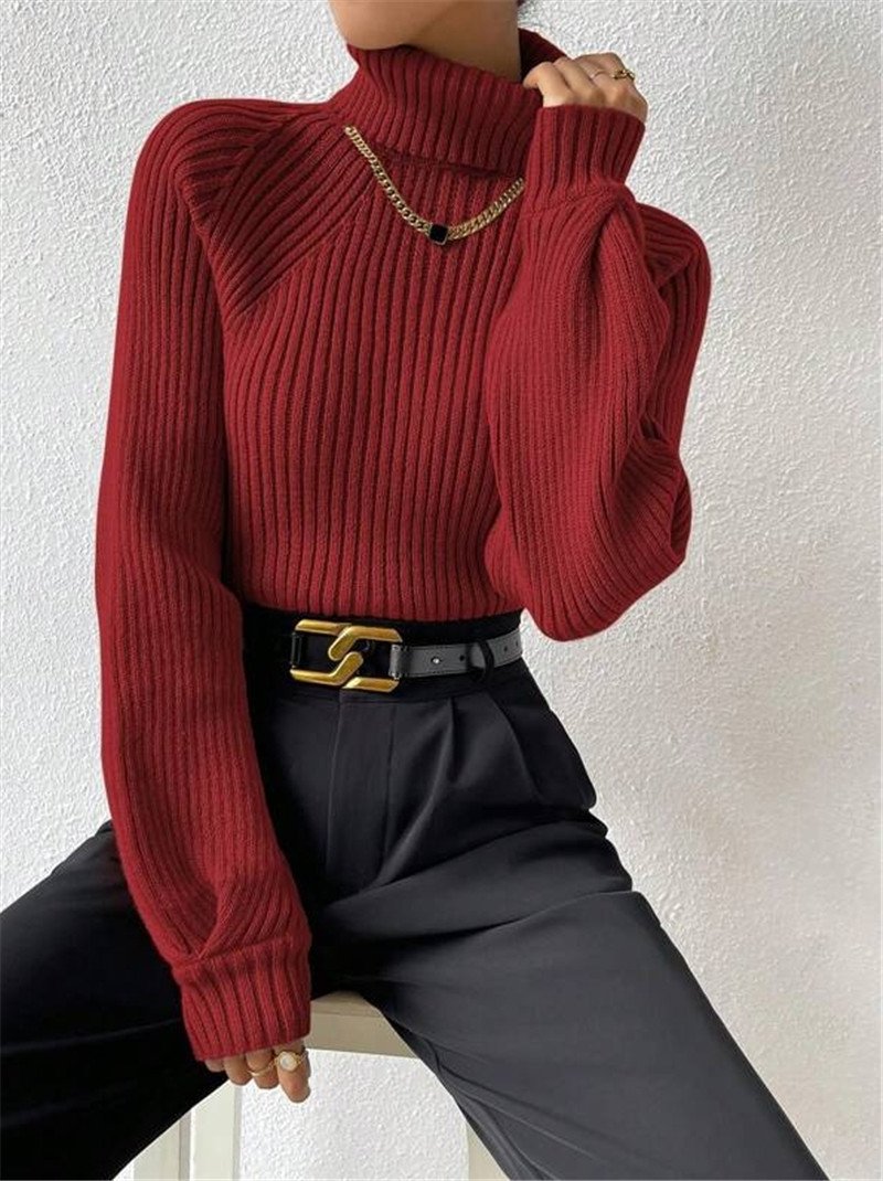 Women Yarn/Wool Yarn Plain Long Sleeve Comfy Casual Sweater