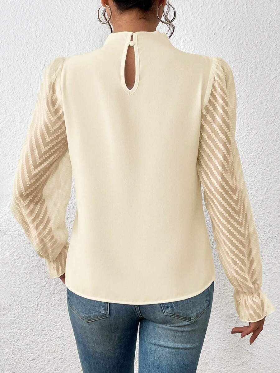 Casual Plain Mock Neck Long Sleeve T-shirt