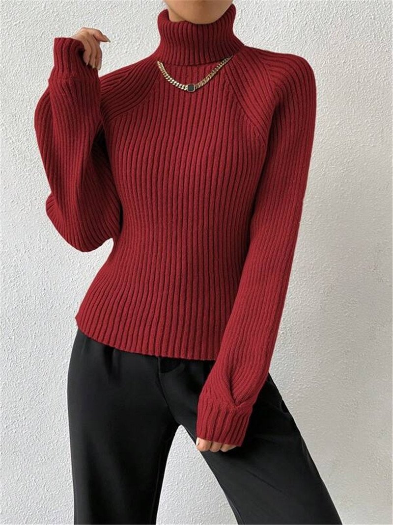 Women Yarn/Wool Yarn Plain Long Sleeve Comfy Casual Sweater