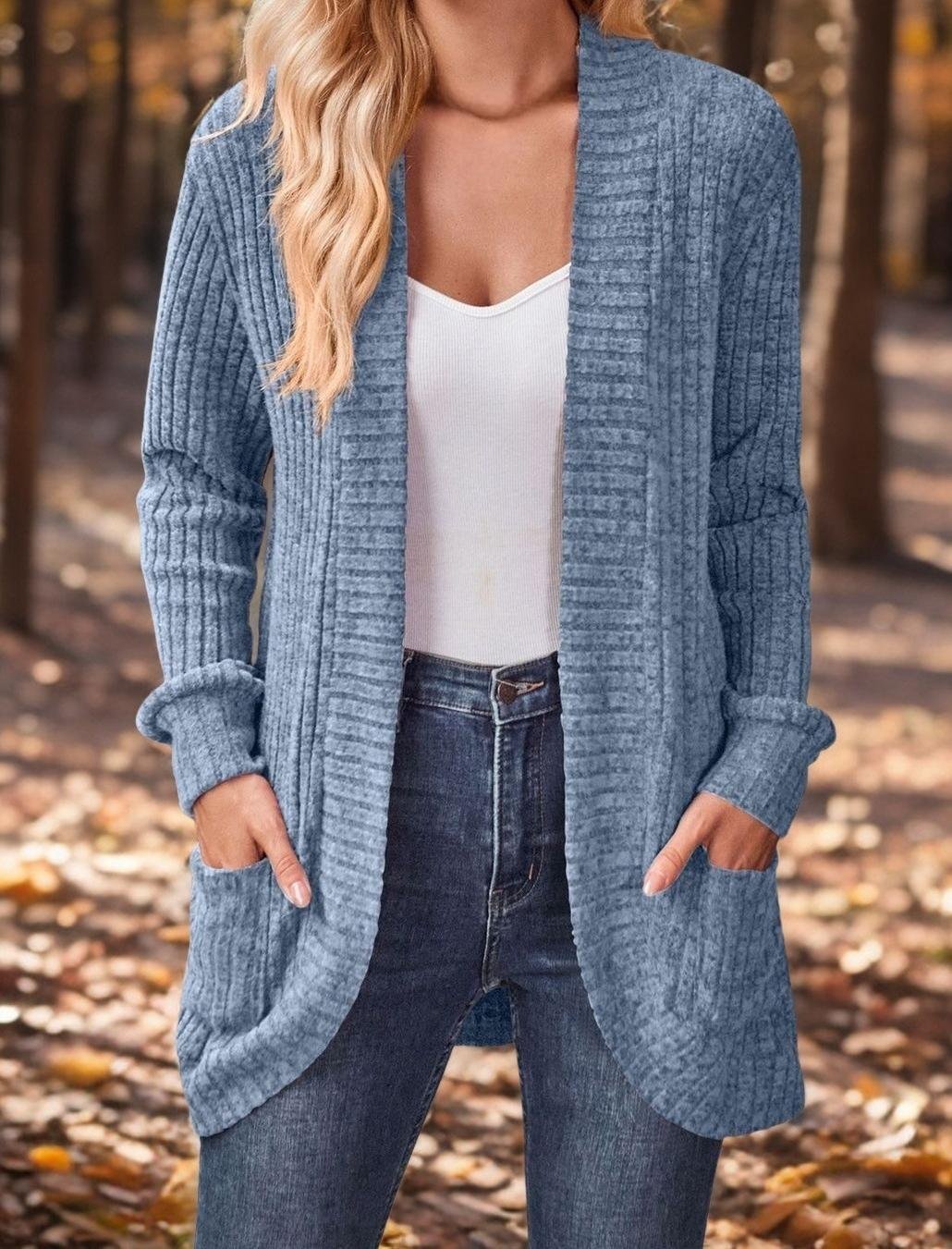 Women Plain Long Sleeve Comfy Casual Cardigan