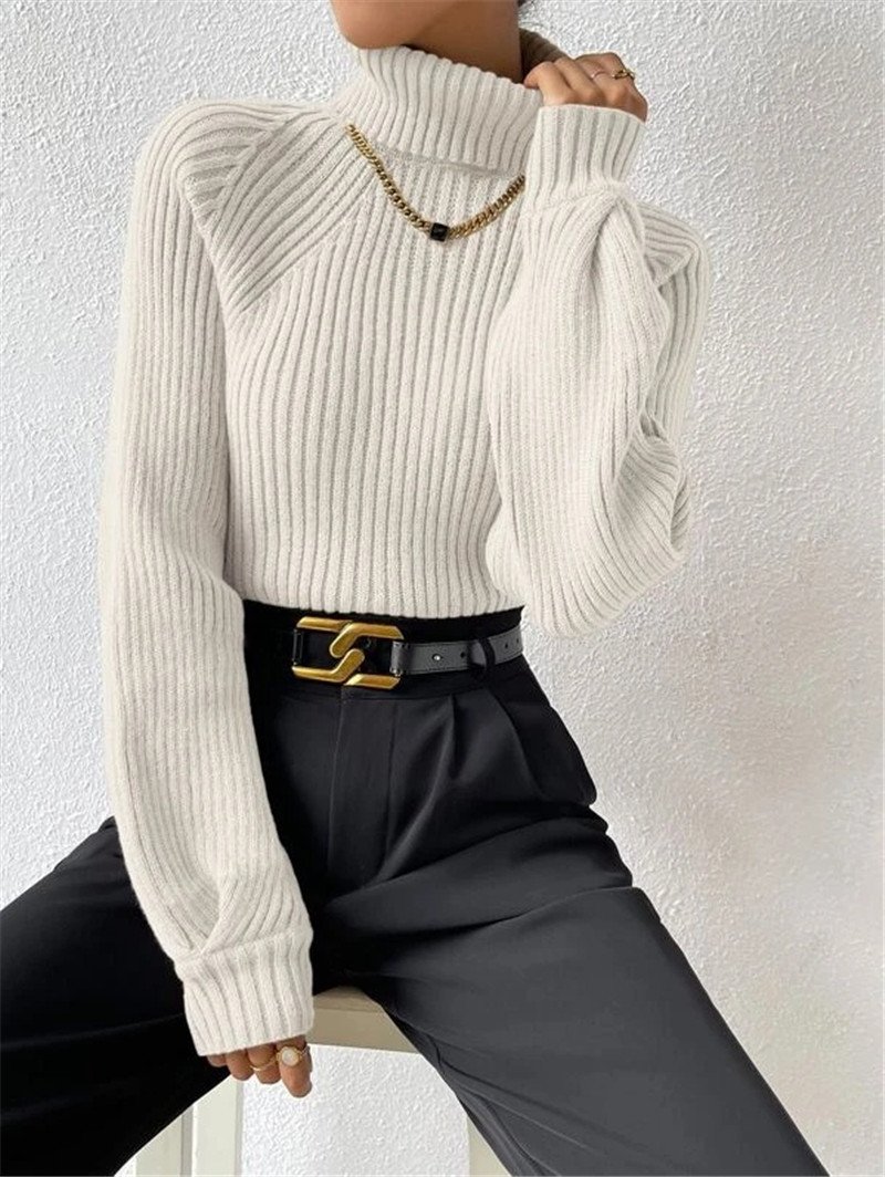 Women Yarn/Wool Yarn Plain Long Sleeve Comfy Casual Sweater