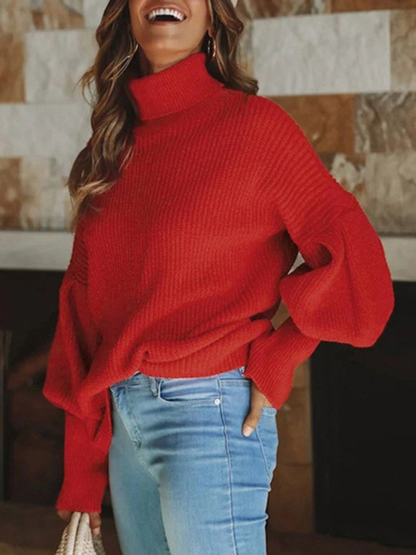 Women Yarn/Wool Yarn Plain Long Sleeve Comfy Casual Sweater