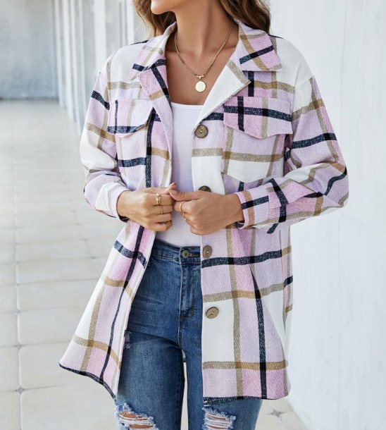 Women's Plaid Thicken Loose Jacket