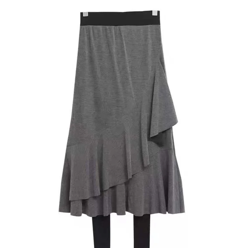 Casual Plain A-Line Mid Waist Maxi Skirt