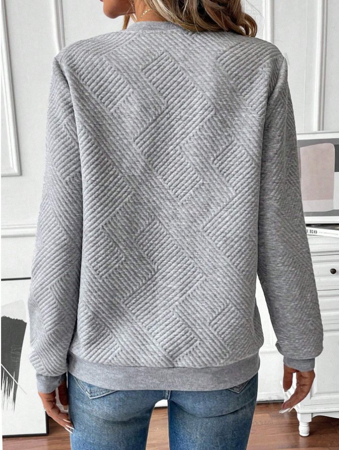 Casual Notched Plain Sweatshirt Zipper