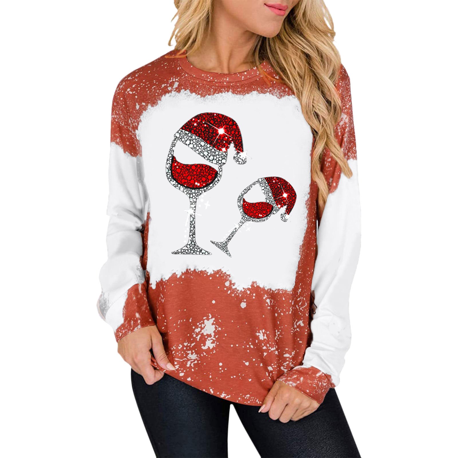 Casual Christmas Crew Neck Long Sleeve T-shirt