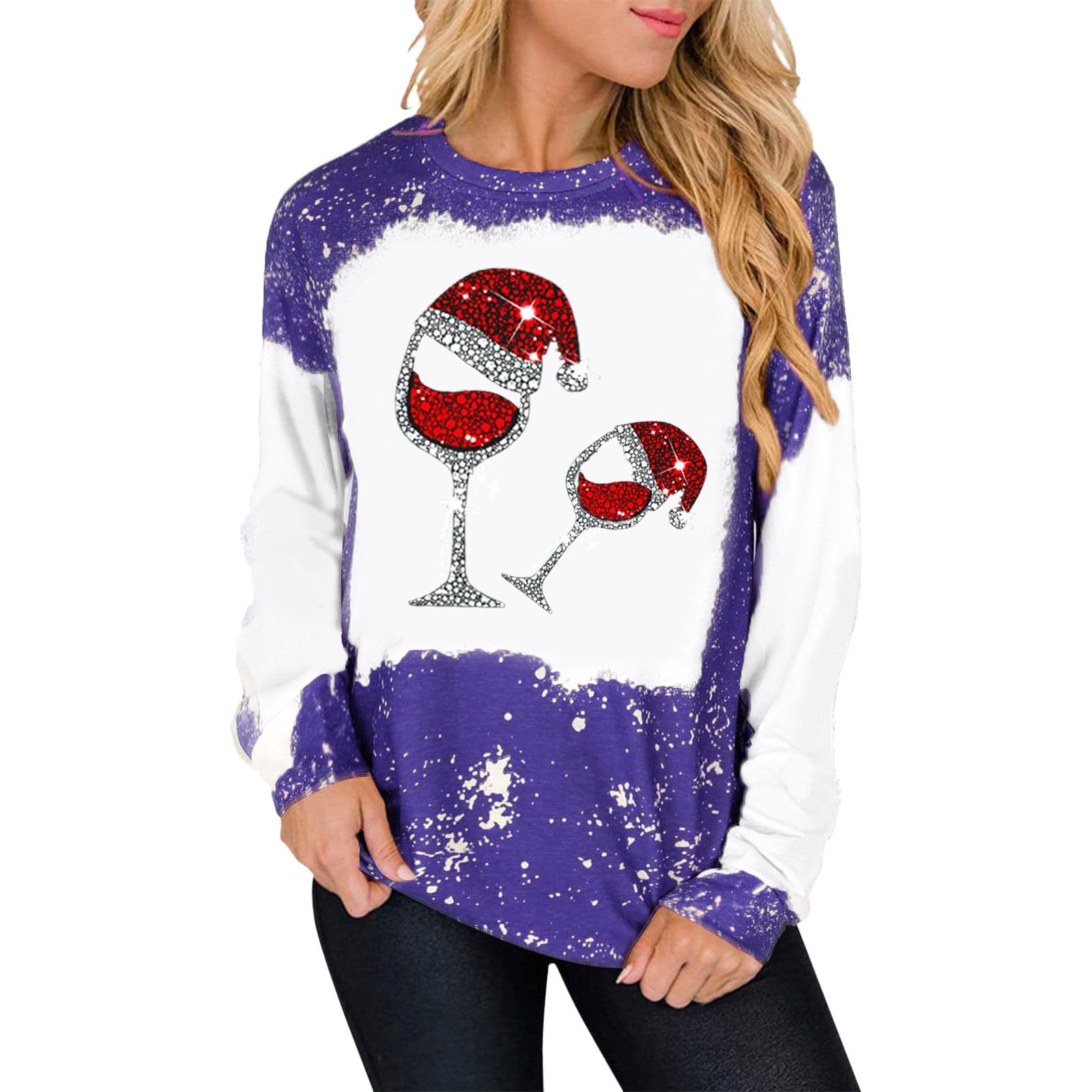 Casual Christmas Crew Neck Long Sleeve T-shirt