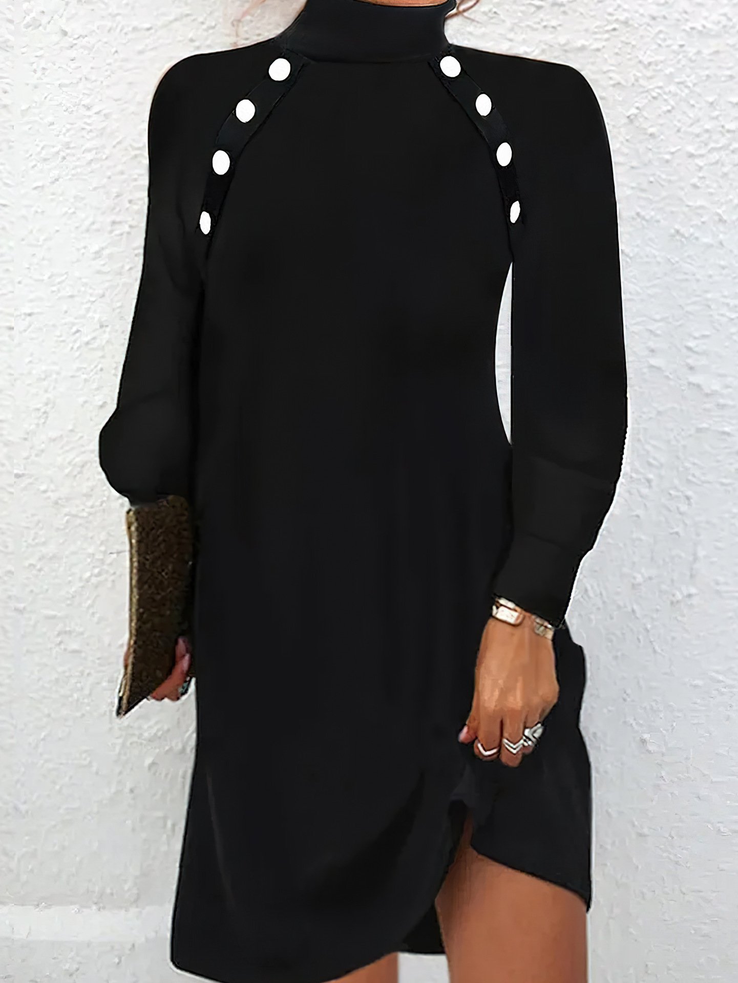 Women Striped Turtleneck Long Sleeve Comfy Casual Maxi Dress