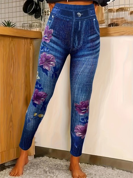 Casual Floral Long Leggings