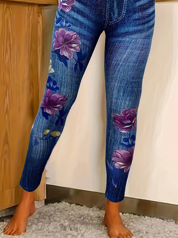 Casual Floral Long Leggings