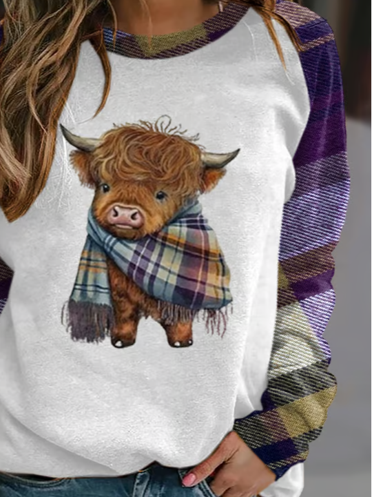 Casual Crew Neck Animal Sweatshirt