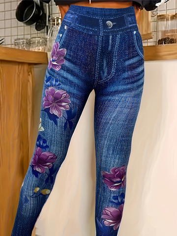 Casual Floral Long Leggings