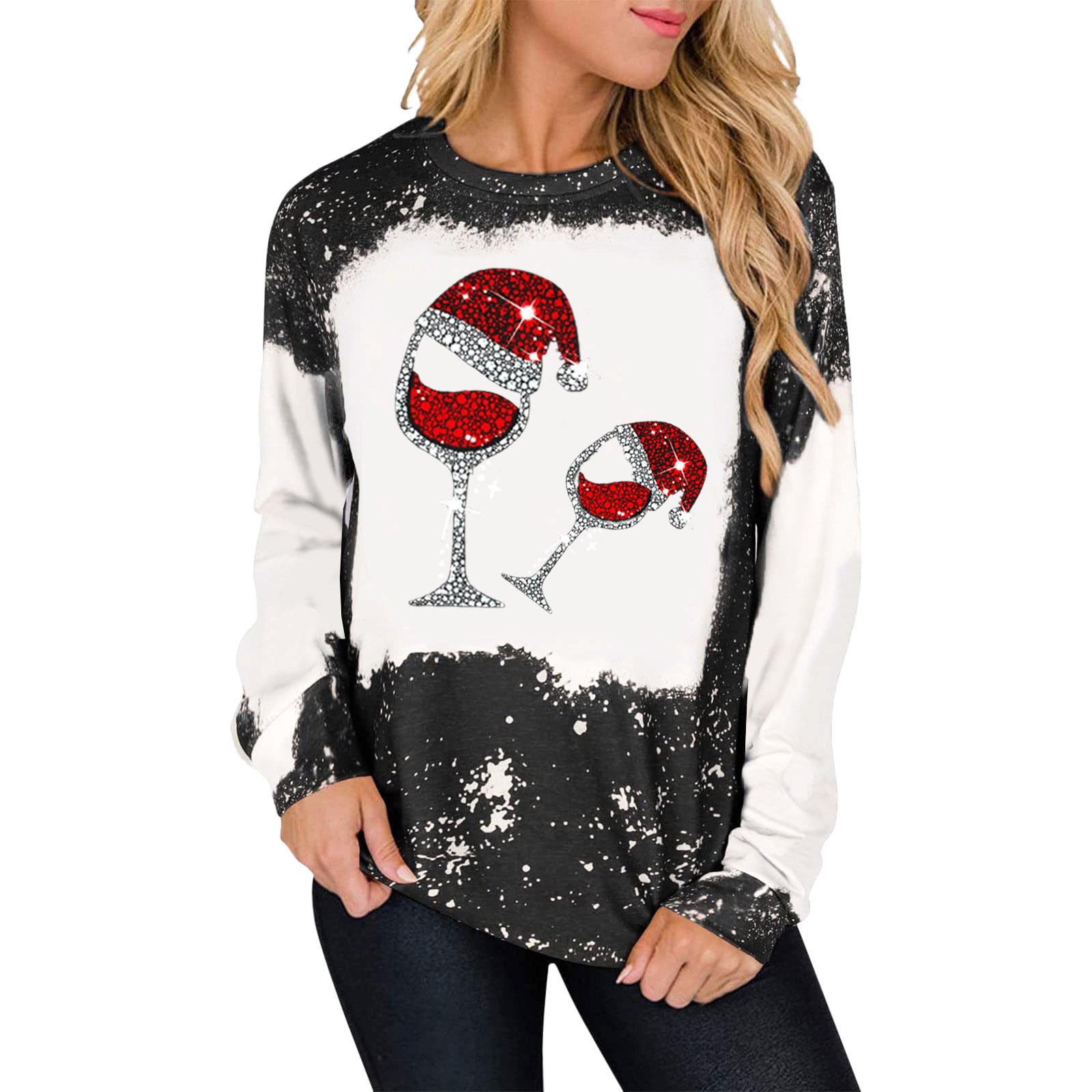 Casual Christmas Crew Neck Long Sleeve T-shirt