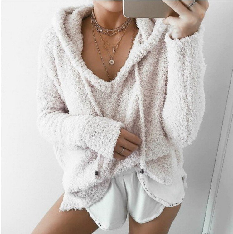 Casual Hoodie Plain Sweatshirt