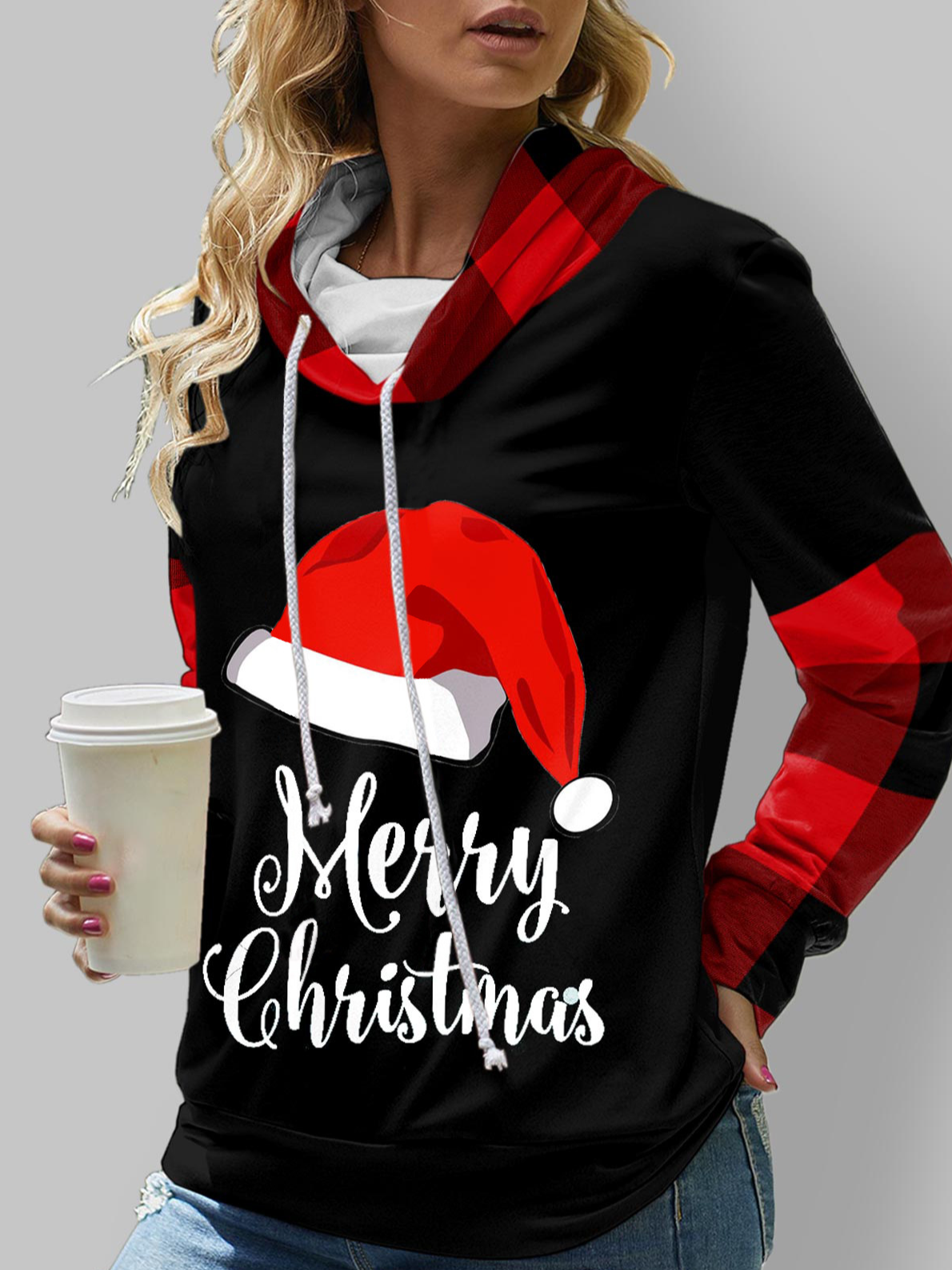 Casual Hoodie Christmas Sweatshirt Zipper