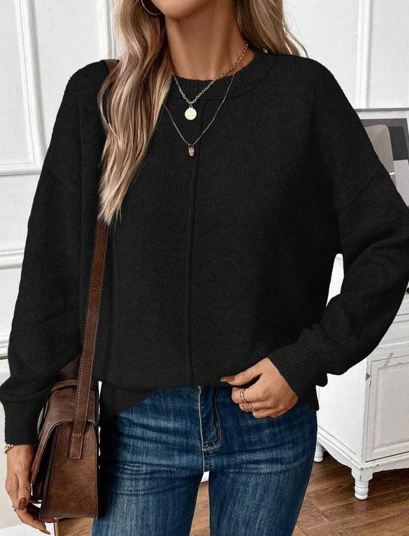 Women Plain Long Sleeve Comfy Casual Sweater