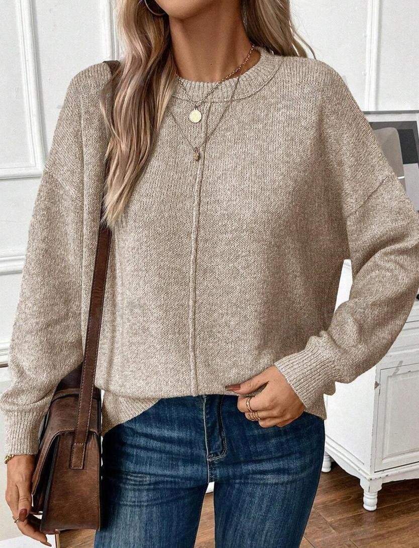 Women Plain Long Sleeve Comfy Casual Sweater