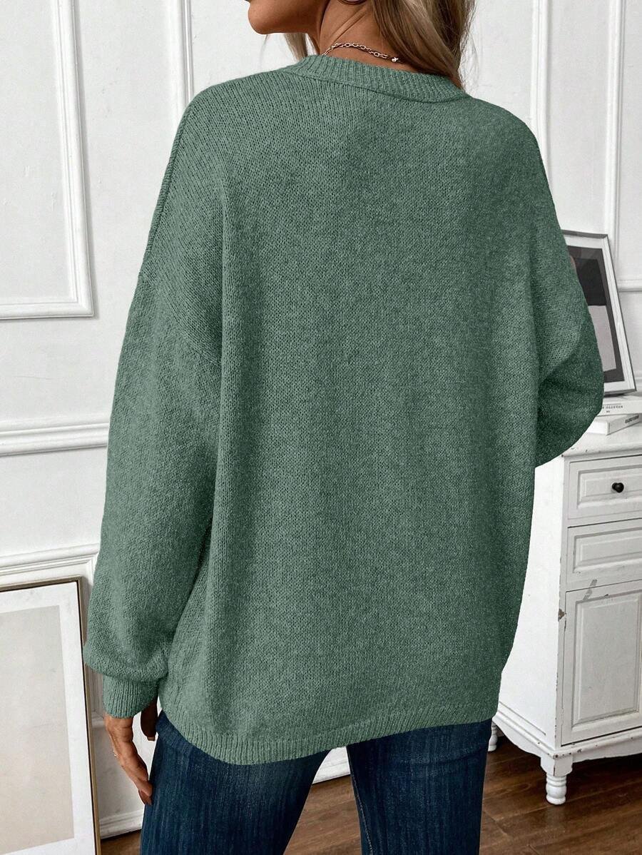 Women Plain Long Sleeve Comfy Casual Sweater