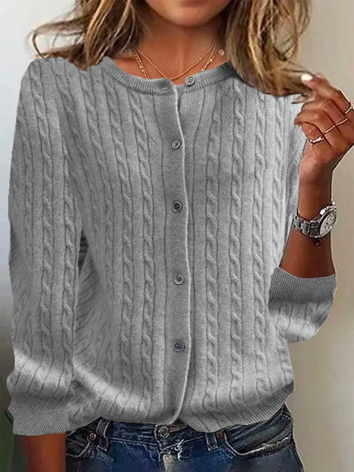 Women Yarn/Wool Yarn Floral Long Sleeve Comfy Casual Sweater