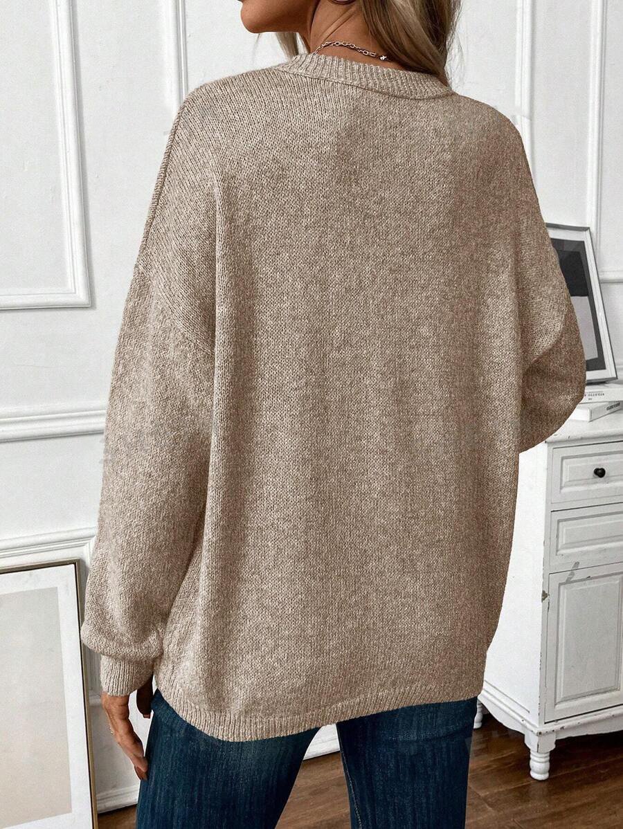 Women Plain Long Sleeve Comfy Casual Sweater