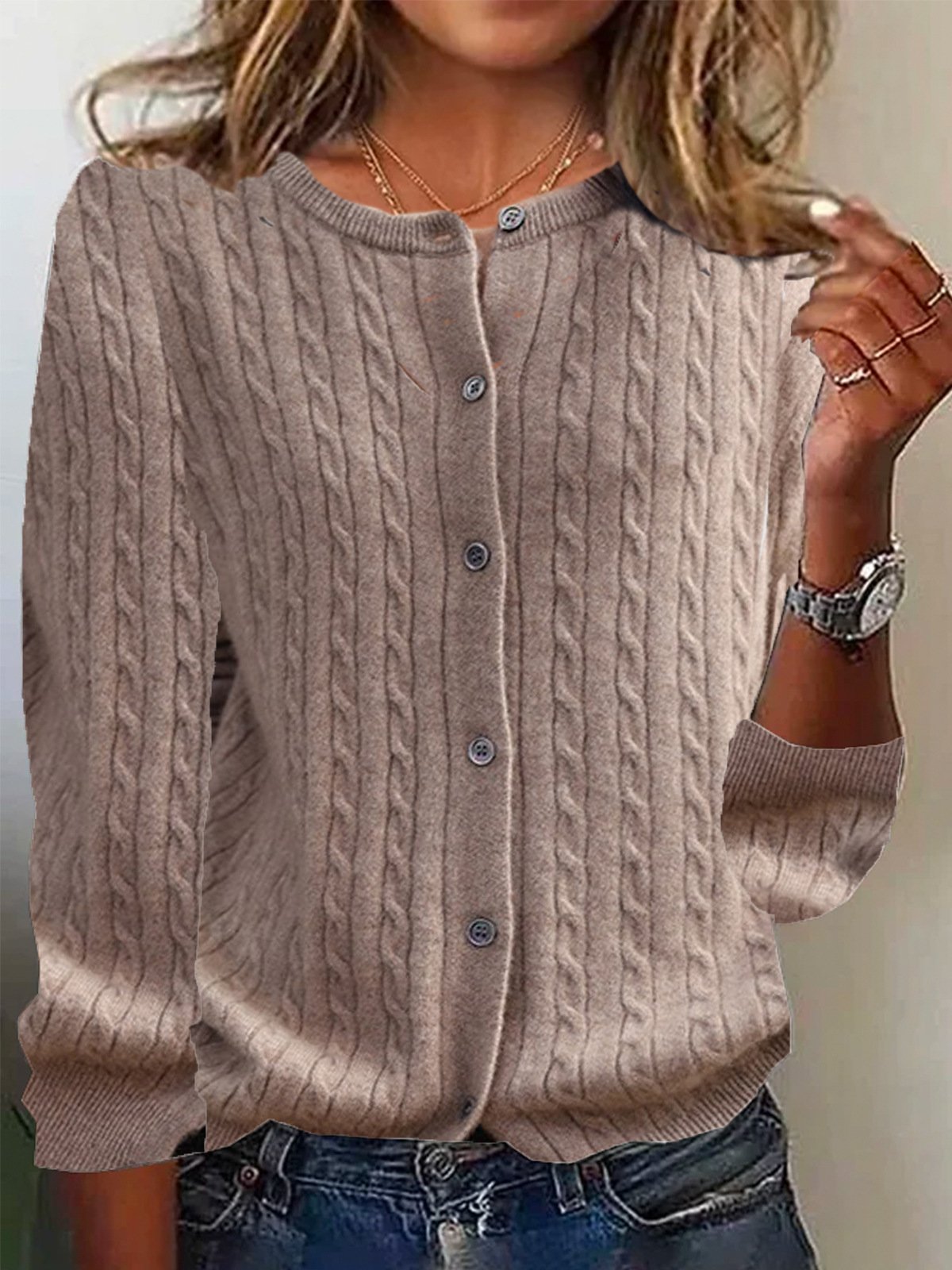 Women Yarn/Wool Yarn Floral Long Sleeve Comfy Casual Sweater