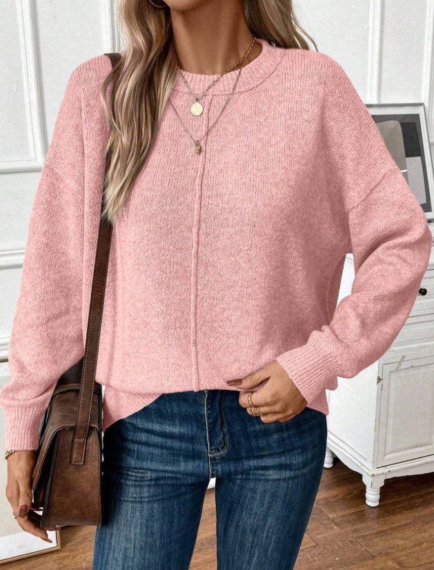 Women Plain Long Sleeve Comfy Casual Sweater