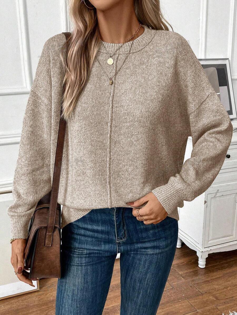 Women Plain Long Sleeve Comfy Casual Sweater