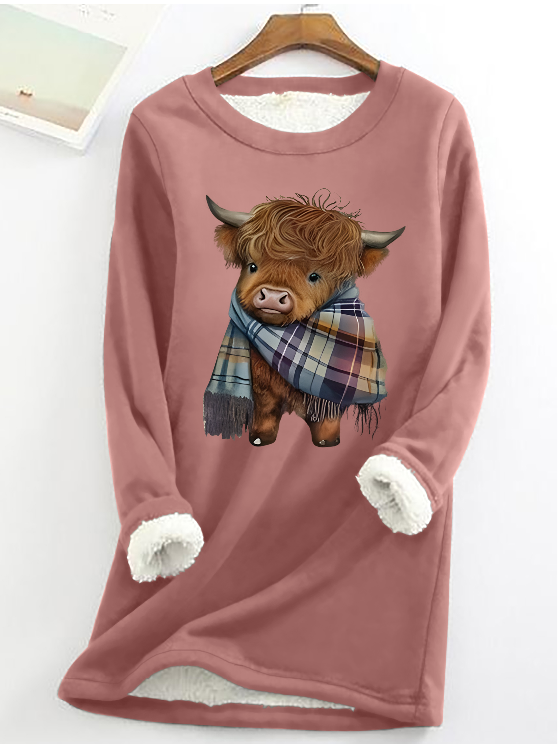 Casual Cute West Highland Cow Crew Neck Cattle Sweatshirt