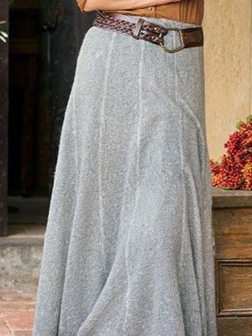 Casual Plain A-Line High Waist Maxi Skirt