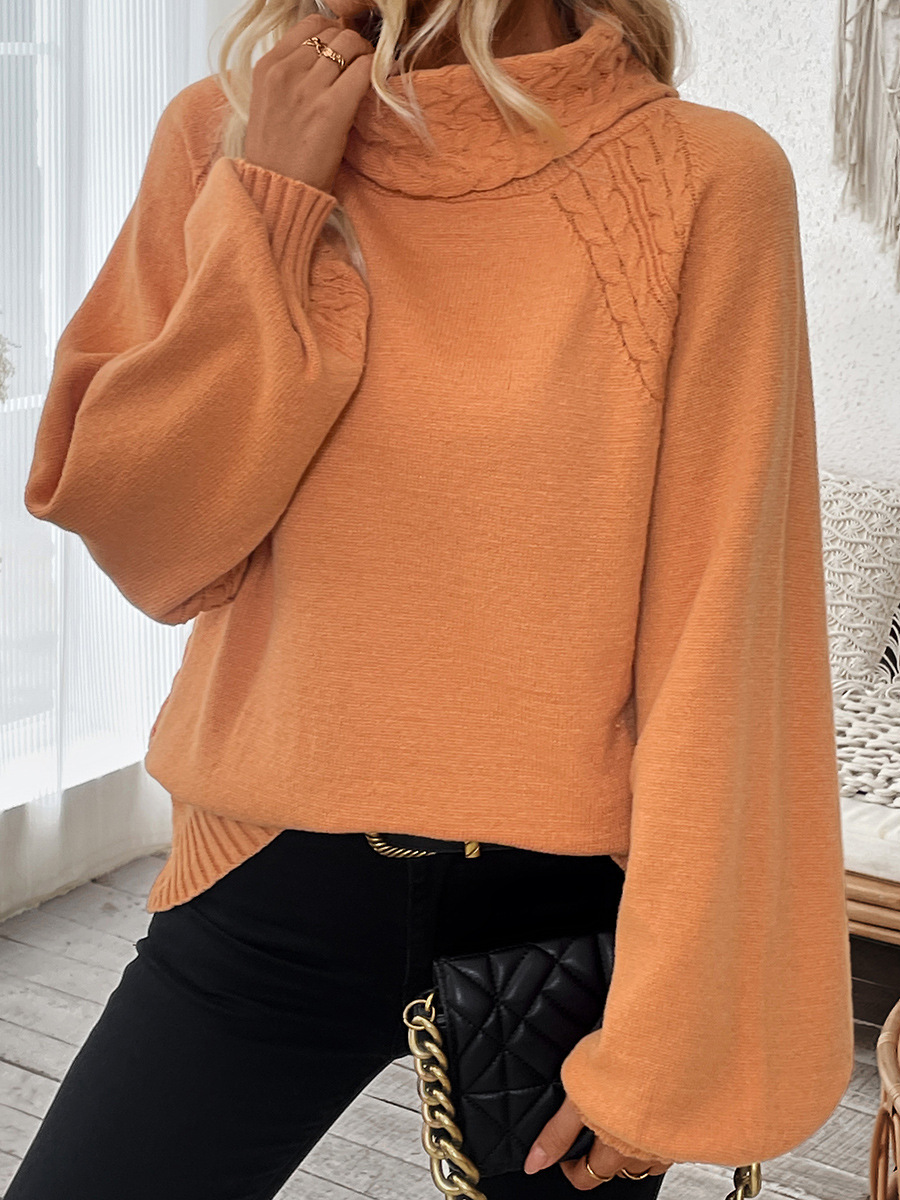 Women Yarn/Wool Yarn Plain Long Sleeve Comfy Casual Sweater