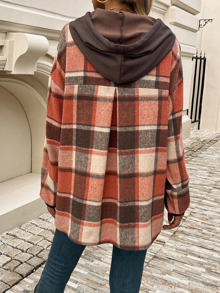 Casual Hoodie Plaid Sweatshirt