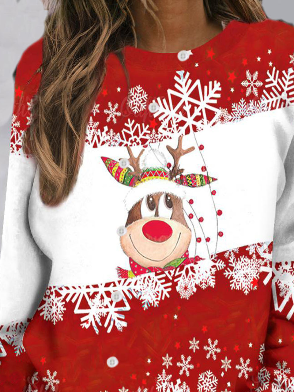 Casual Crew Neck Christmas Sweatshirt