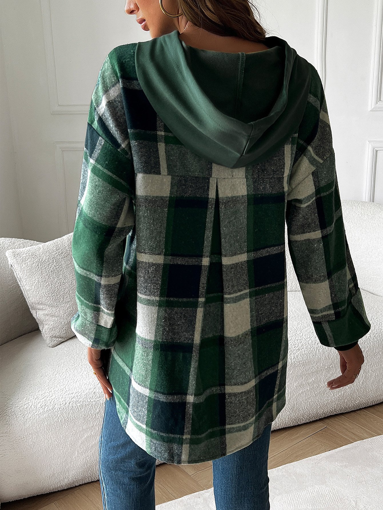 Casual Hoodie Plaid Sweatshirt