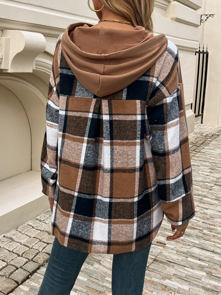 Casual Hoodie Plaid Sweatshirt