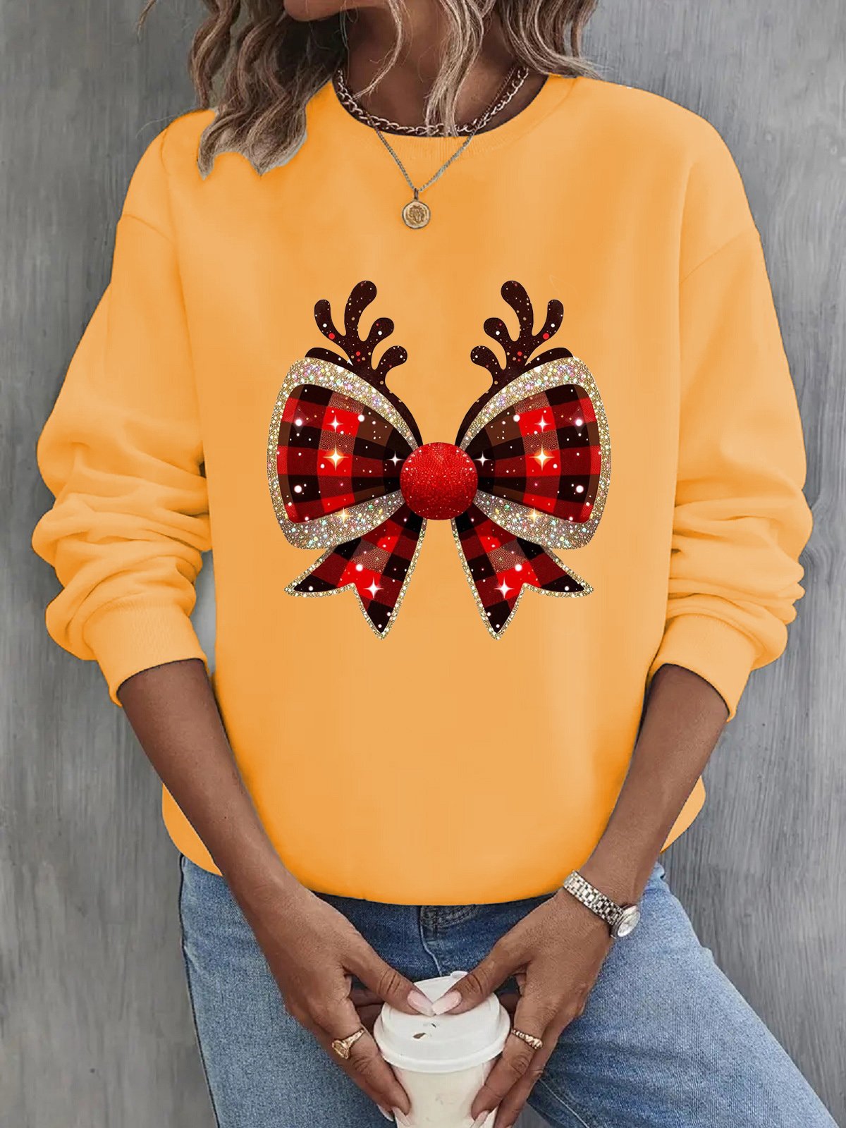 Casual Crew Neck Christmas Sweatshirt