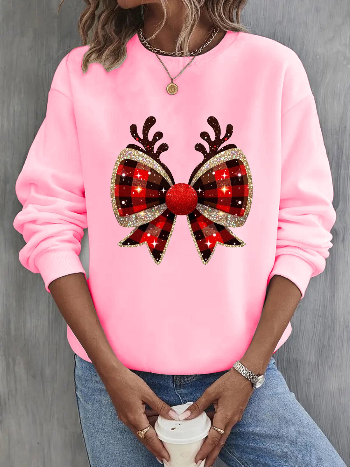 Casual Crew Neck Christmas Sweatshirt