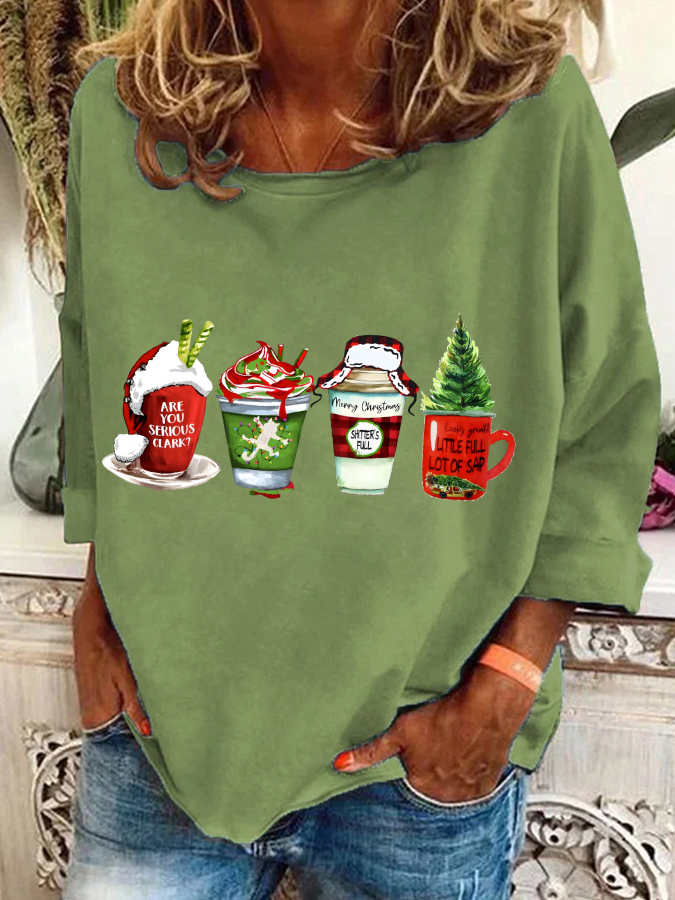 Casual Crew Neck Christmas Sweatshirt