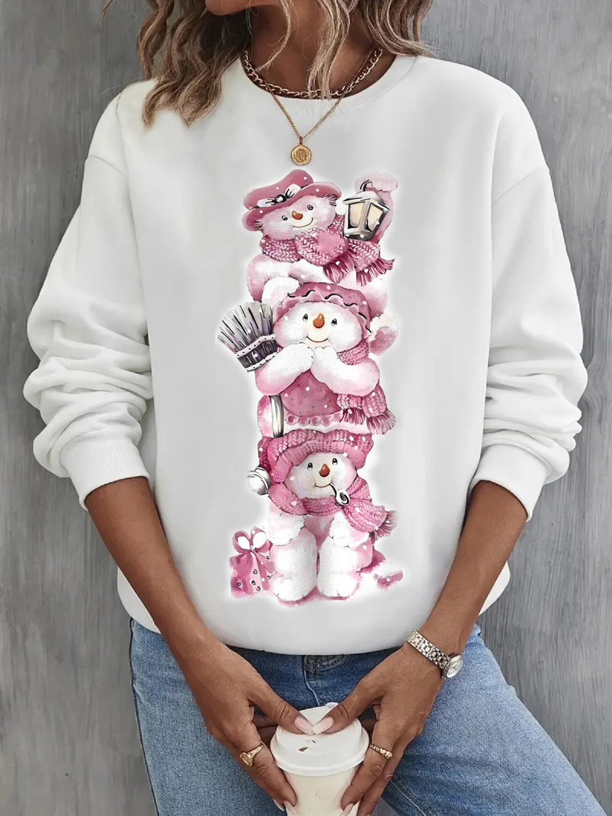 Casual Crew Neck Christmas Sweatshirt