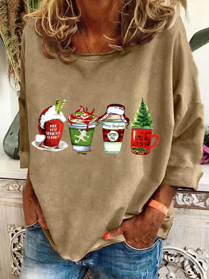 Casual Crew Neck Christmas Sweatshirt