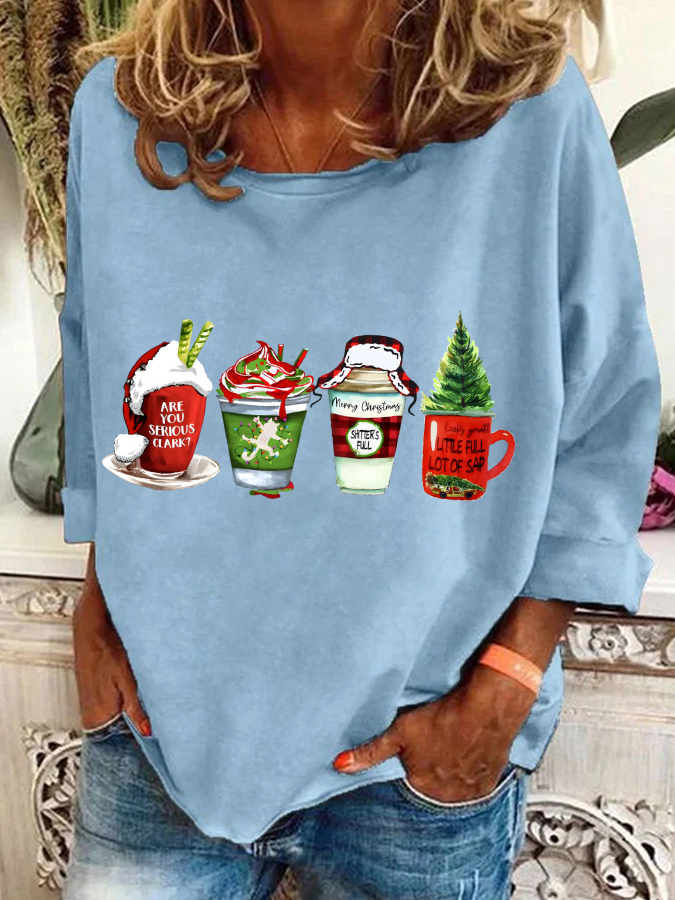 Casual Crew Neck Christmas Sweatshirt