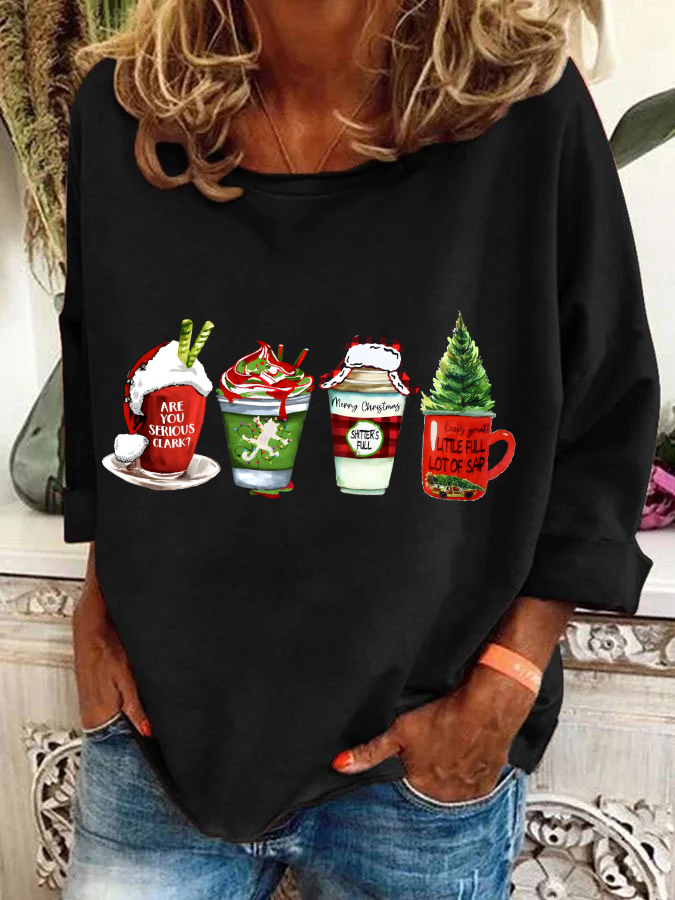 Casual Crew Neck Christmas Sweatshirt