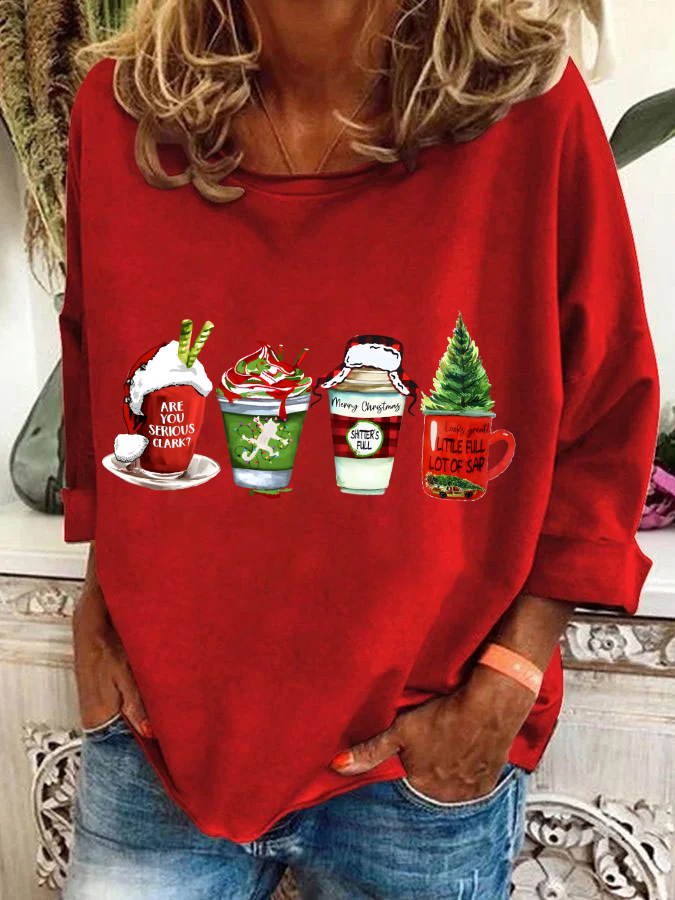 Casual Crew Neck Christmas Sweatshirt