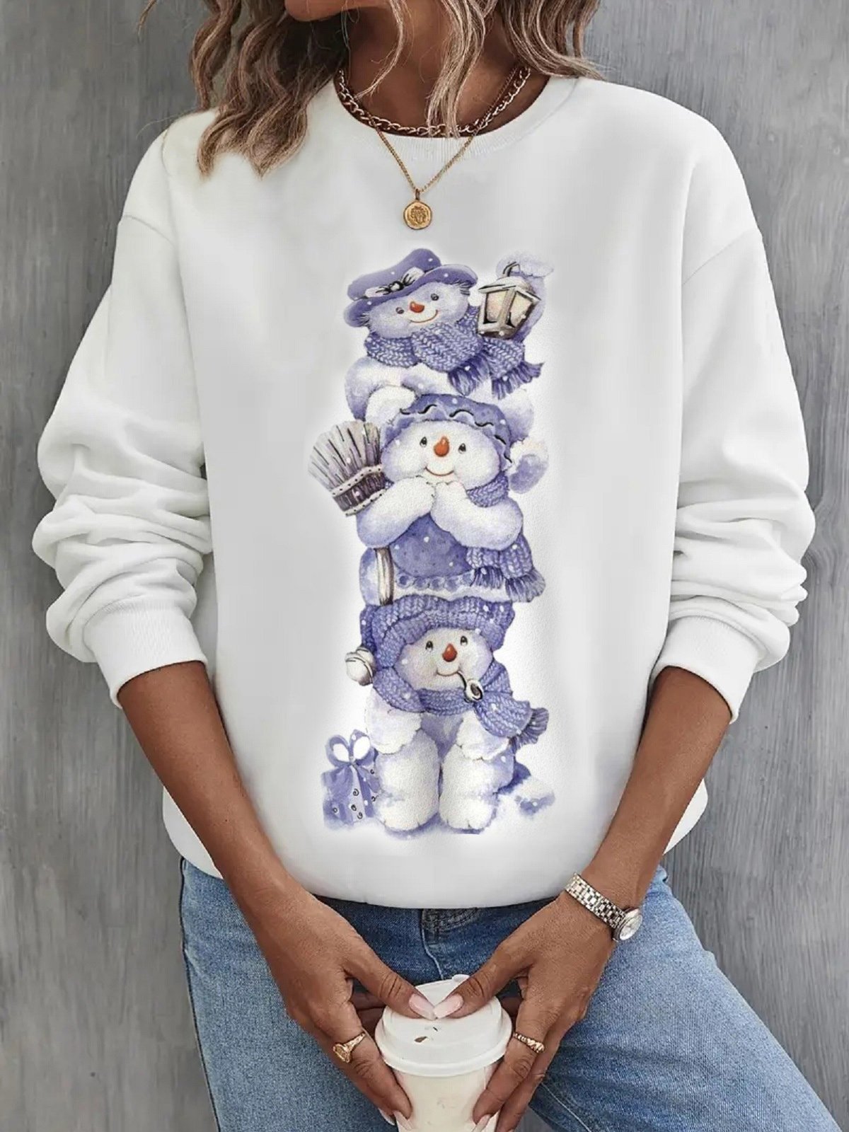 Casual Crew Neck Christmas Sweatshirt