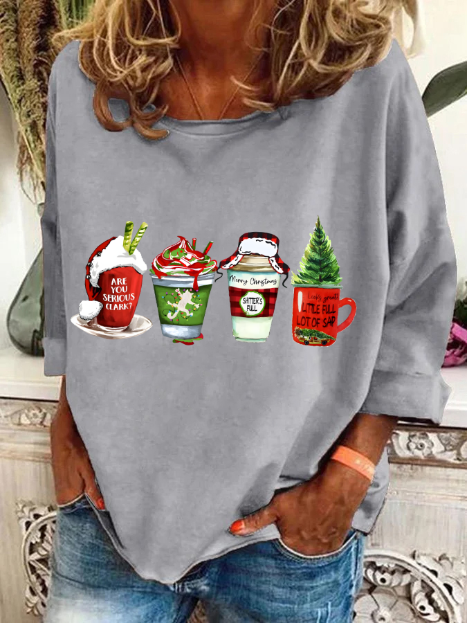 Casual Crew Neck Christmas Sweatshirt